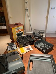 Kodak 4200 Sawyer 570af Slide Projectors Bell Howell Autoload 357b Film Projector Xacto Cutter Aluminum Easel