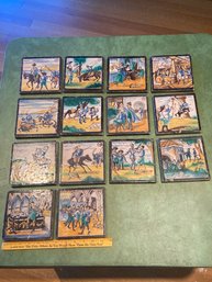 14 Hand Painted Montalvan Triana Spanish Ceramic Tile Tiles