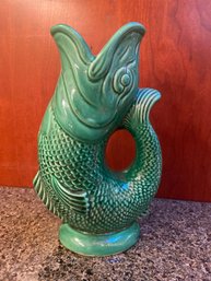 Devon Pottery Darmouth England Green Fish Jug Pitcher Vase