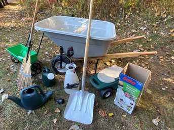 Gardeners Dream, Solo Pressure Sprayer, Spread Devil, 2 Step Garden Seat & Trolley, 10 Cube Wheel Barrel