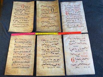 Antique Latin Music Double Sided Hand Written Monastic Velum Hide Manuscript Large Pages Trappist Monks Type