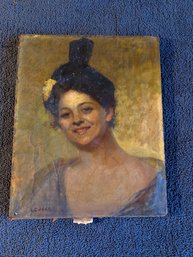 Signed L Opper Portrait Of A Smiling Young Woman Nice Technique