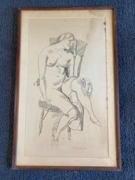 Signed Walt Kuhn American Artist Nude In Pencil Original