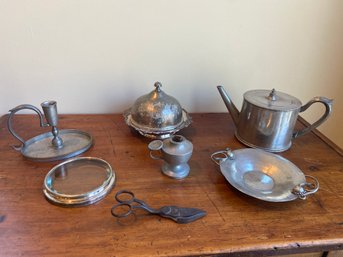 Nekrassoff, Svenskt Tenn Stockholm, Wilcox Silver Plate Co, Pewter, Iron Candle Scissors, Candlestick Holder