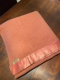 Mariposa Wool Blanket By Shuler & Benninghofen Great Clean Pink With Satin Trim