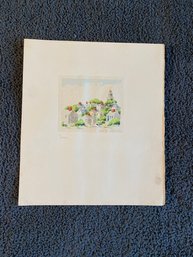 Signed Original Dorris And Richard Beer Nantucket Miniature Watercolor 1943 Title Town