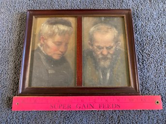 Two Lovely Antique Painting Oil On Board Old Cigar Box Back Unsigned