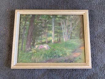 Signed L Opper Oil On Board Wooded Landscape