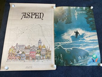 Two Vintage Aspen Poster Jim Ford 1972 Buttermilk Snowmass