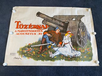 Rado Budapest Tuzernap Margaret Island Artillery Day 1986 RARE Poster