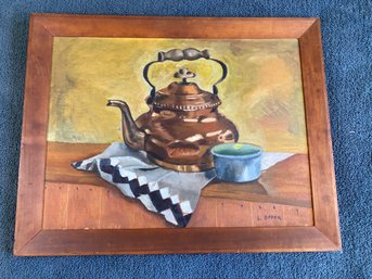 L Opper Oil On Board Still Life Tea Pot