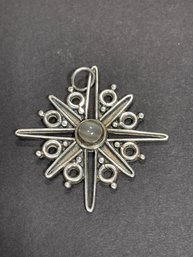 Sterling Silver 925 Star Formed Pendant W Cab Moonstone