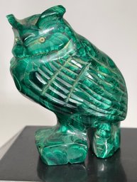 Hand Carved Genuine Malachite Owl Figure