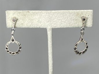 Fine Sterling Silver Marcasite Pierced Earrings