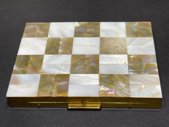 Vintage Mother Of Pearl Abalone Shell Inlay Cigarette Case