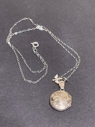 Sterling Silver Locket Chain Necklace W Dove Pendant 16 Inches