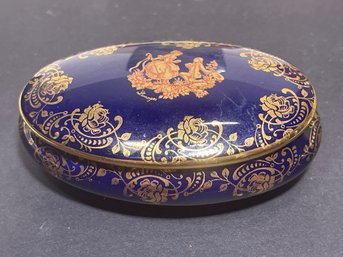 Limoges Cobalt And Gold Decorated Porcelain Trinket Box