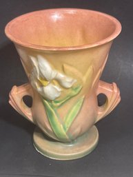 Vintage Roseville Pottery 4 Inch Vase White Iris