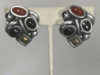 Hand. Rafted Artisan Hard Stone Clip Earrings