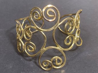 Vintage Hand Crafted Gold Tone Cuff Bracelet