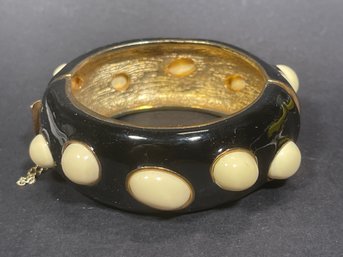 Large Enamel Fine Costume Designer Hinged Bangle Bracelet