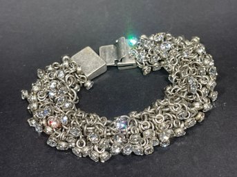 Fine Quality Silver Tone Rhinestone Chainmail Bracelet