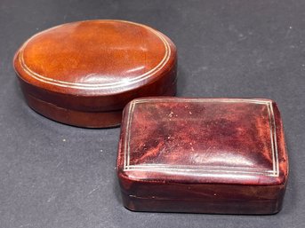 Two Vintage Fine Italian Leather Trinket Boxes