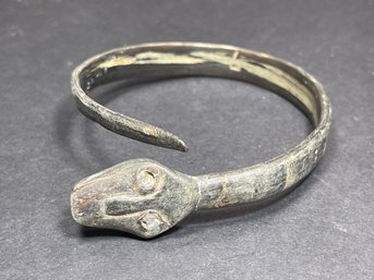 Antique African Carved Bone Bangle Snake Bracelet