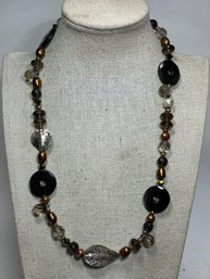 Fine Hard Stone And Gemstone Necklace W Striped Agate