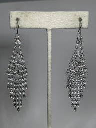 Pair Rhinestone Pierced Drop Earrings