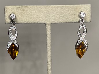 Fine High Quality Solver Tone Rhinestone Pierced Earrings Ziena