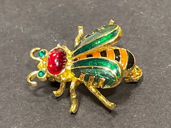 Joan Rivers Gold Tone Enamel Bug Pin