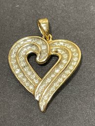 10k Good Diamond Heart Shaped Pendant 2.6 Grams