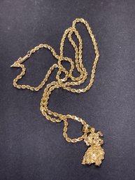 14k Gold Chain Necklace W Dog Pendant 20 Inch 6.8 Grams