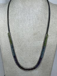 Very Fine Sterling Silver Genuine Gemstone Italian Necklace