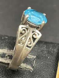 Sterling Silver Blue Topaz Ladies Ring Size 8