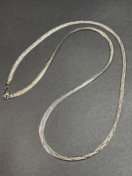 24 Inch Herringbone Bright Cut Chain Necklace Italian