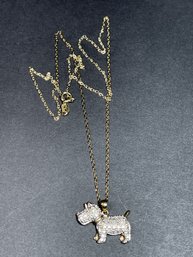 Gold Over Sterling Silver Diamond Scottie Dog Pendant On Chain