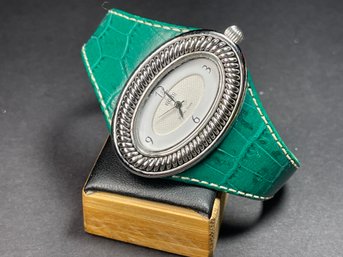 Fine Ecclissi Sterling Silver And Leather Wristwatch