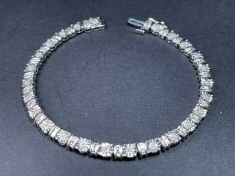 Fine Sterling Silver Diamond Bracelet