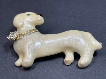 Good Tone Rhinestone Enamel  Dog Brooch