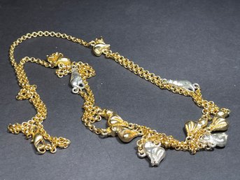 Gold Silver Tone High Quality Cat Necklace 34 Inches