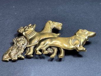 Brass Finish Large Brooch Various Dogs