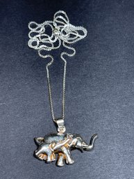 Sterling Silver Chain Necklace Mother And Baby Elephant Pendant