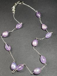 Honora Cultured Pearl And Genuine Amethyst Sterling Silver Necklace