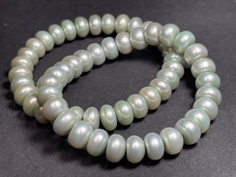 Fine Pair Large Honora Cultured Pearl Bracelets Light Green