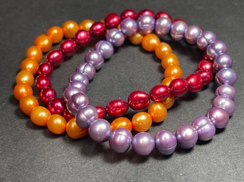 Three Honora Cultured Pearl Variously Colored Bracelets