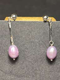 Lavender Cultured Pearl Pierced Earrings By Honora Sterling Silver