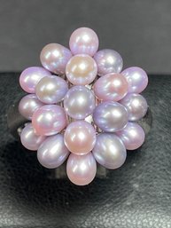 Large Sterling Silver Honora Lavender Cultured Pearl Ladies Ring Size 9