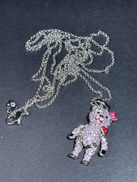 Signed Swarovski Crystal Jointed Teddy Bear Necklace